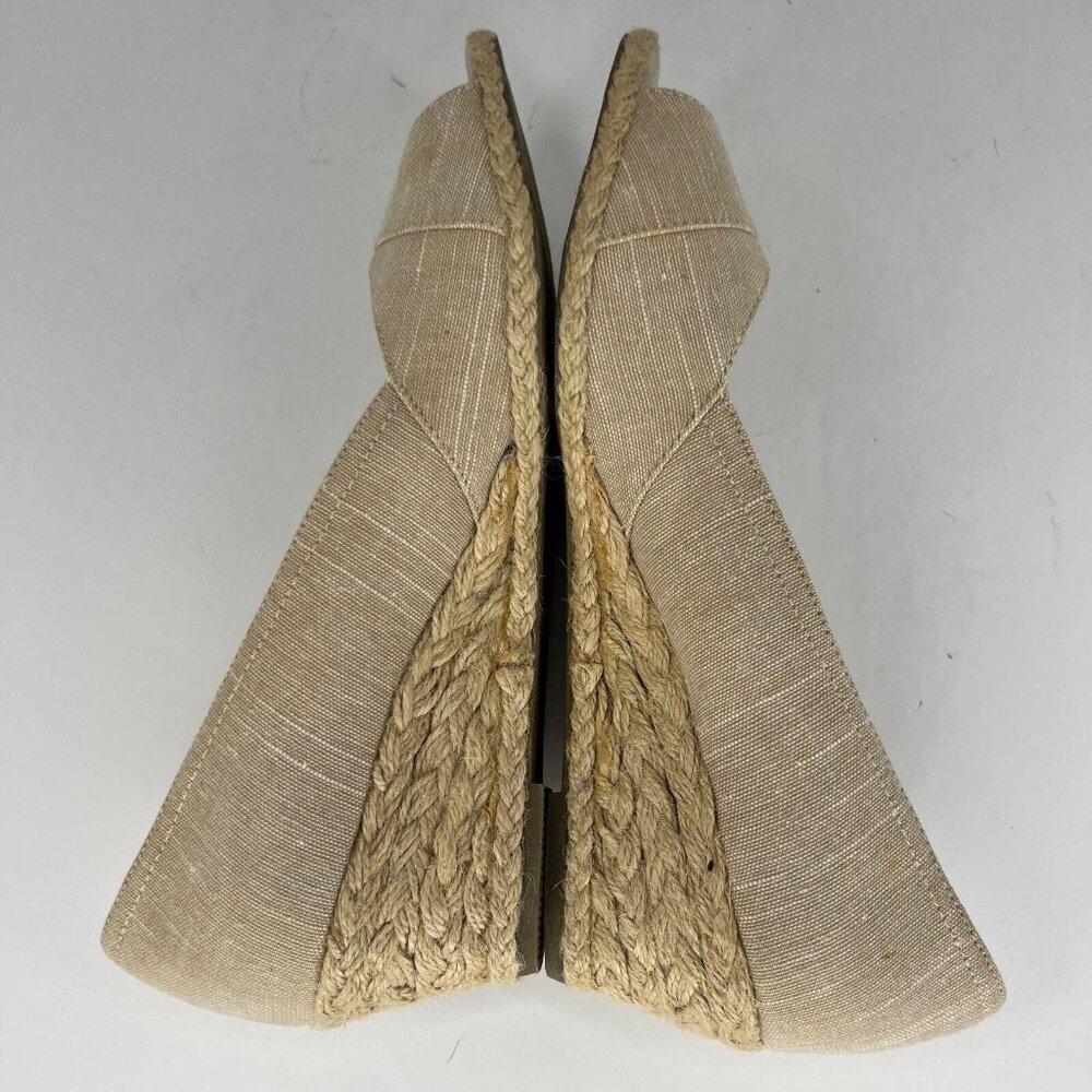 Coach and Four Womens Khaki Open Peep Toe Espadrille Canvas Size 8.5 Sandals - Picture 6 of 9